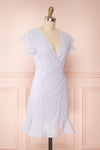 Cassie Lavender Short Wrap Dress | Boutique 1861 side view