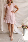 Cassie Blush Short Wrap Dress | Boutique 1861 model look