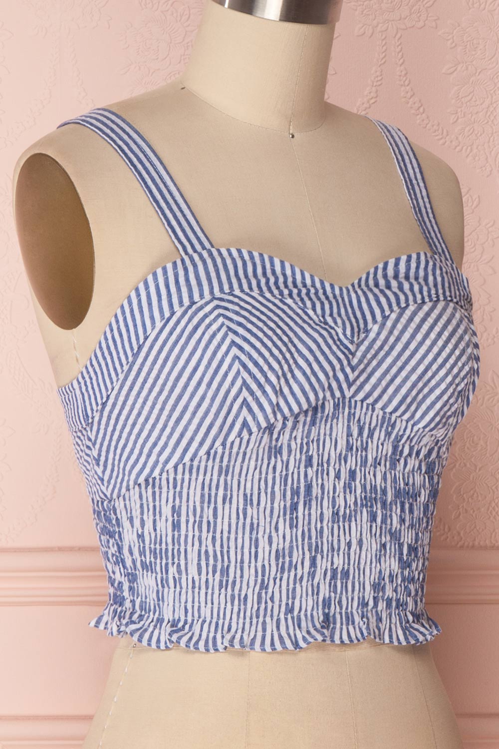 Castalia Blue & White Ruched Crop Top | Boutique 1861 4