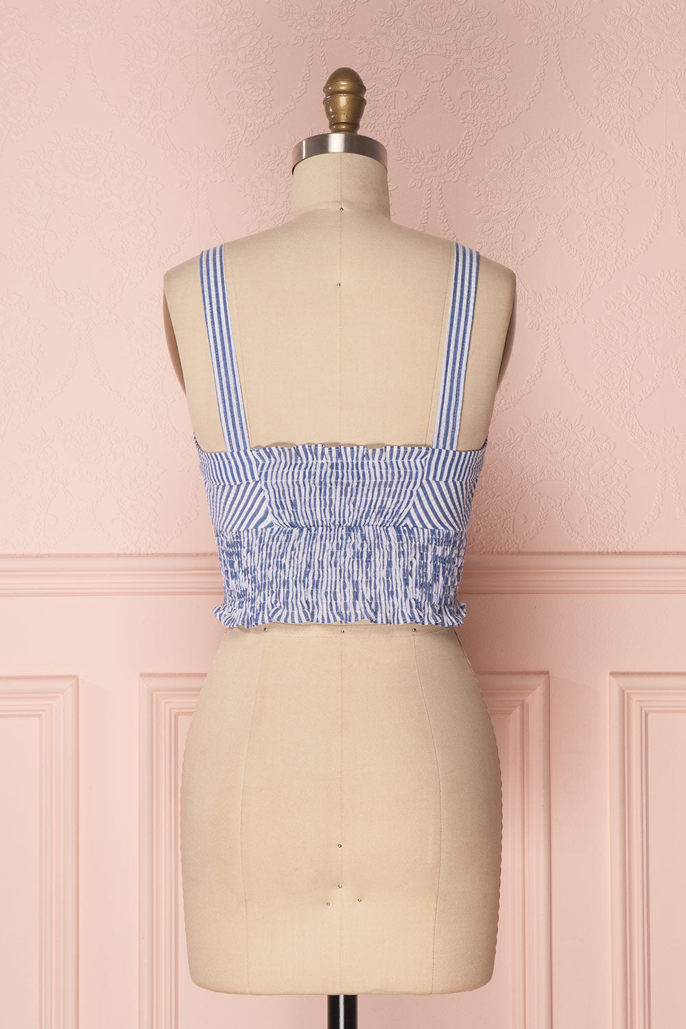 Castalia Blue & White Ruched Crop Top | Boutique 1861 5