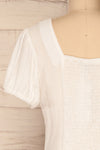 Catarama Cloud White Button-Up Crop Top | La Petite Garçonne back close-up