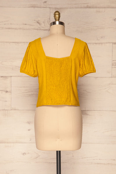 Catarama Sun Yellow Button-Up Crop Top | La Petite Garçonne back view