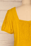 Catarama Sun Yellow Button-Up Crop Top | La Petite Garçonne back close-up