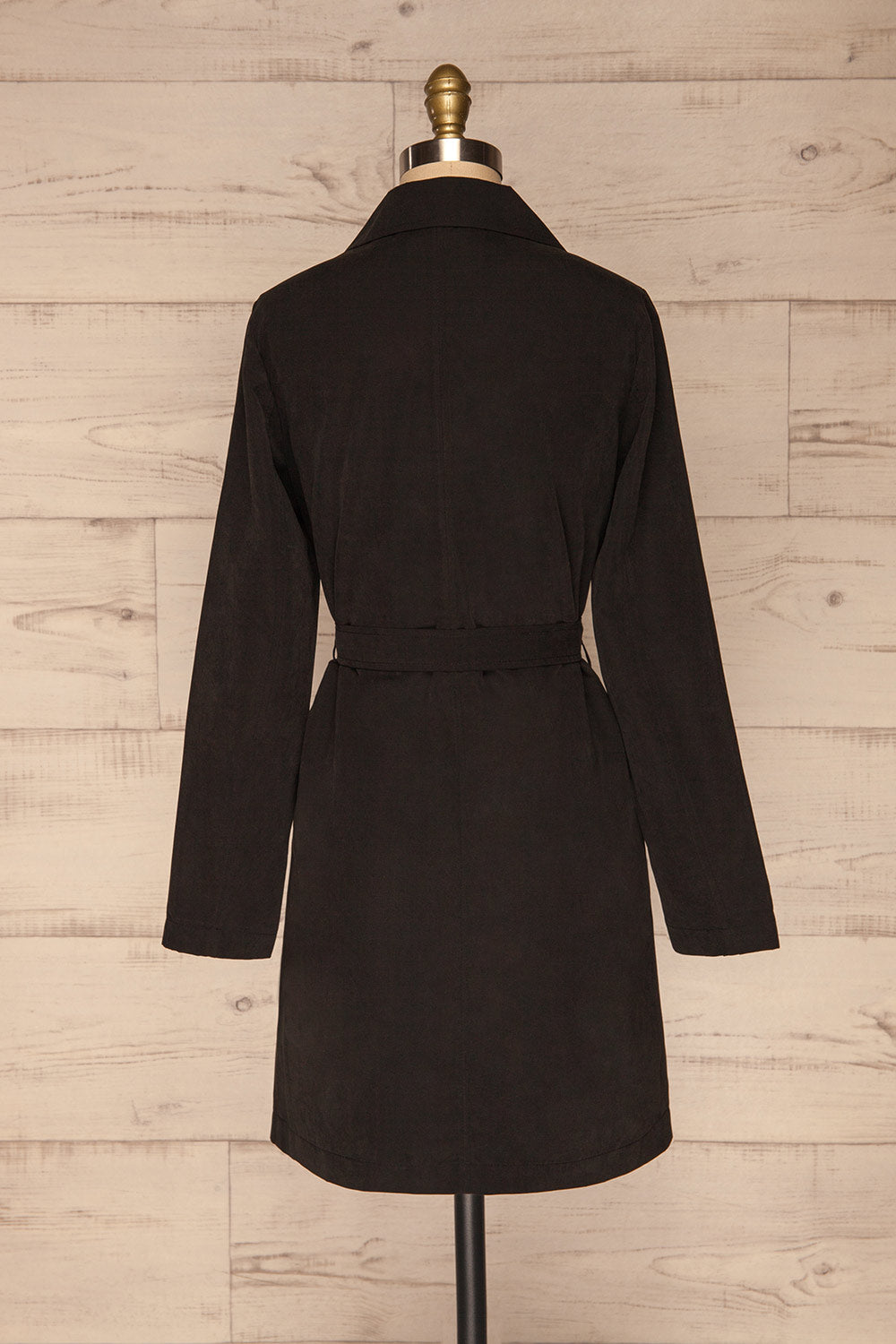 Catimbo Black Tencel Midi Jacket w/ Belt | La petite garçonne back view