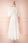 Catolie White Layered Midi Dress w/ Frills | Boutique 1861 side view