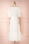 Catolie White Layered Midi Dress w/ Frills | Boutique 1861 back view