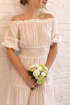 Catolie White Layered Midi Dress w/ Frills | Boutique 1861 on model