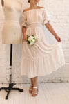 Catolie White Layered Midi Dress w/ Frills | Boutique 1861 model look