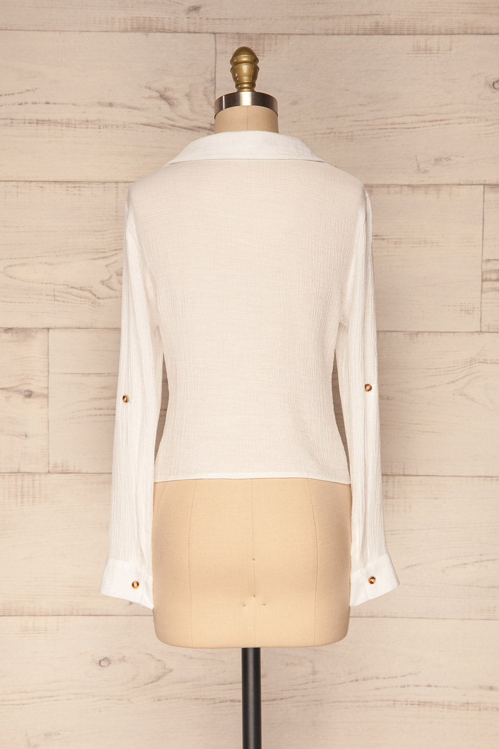 Cayambe Blanc White Crepe Button-Up Shirt | La Petite Garçonne back view 