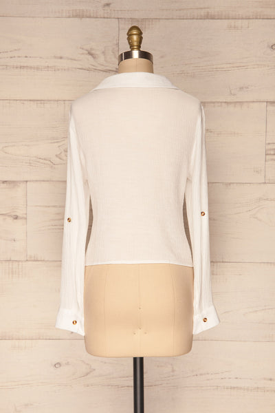 Cayambe Blanc White Crepe Button-Up Shirt | La Petite Garçonne back view