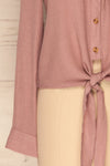 Cayambe Lilas Lilac Crepe Button-Up Shirt | La Petite Garçonne bottom close-up