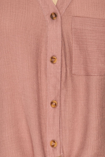 Cayambe Lilas Lilac Crepe Button-Up Shirt | La Petite Garçonne fabric detail
