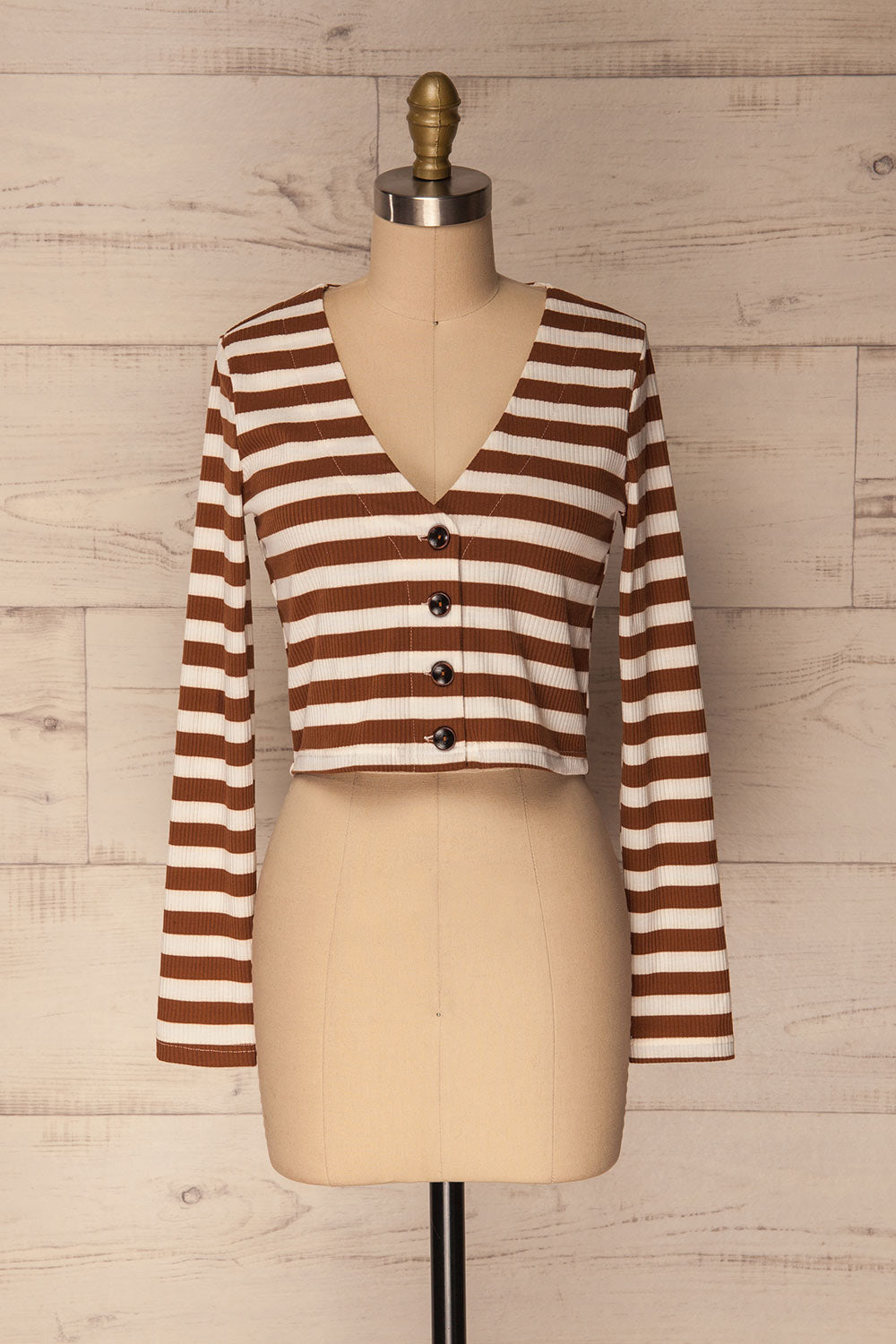 Cedovim Brown & Ivory Striped Crop Top | La Petite Garçonne 1