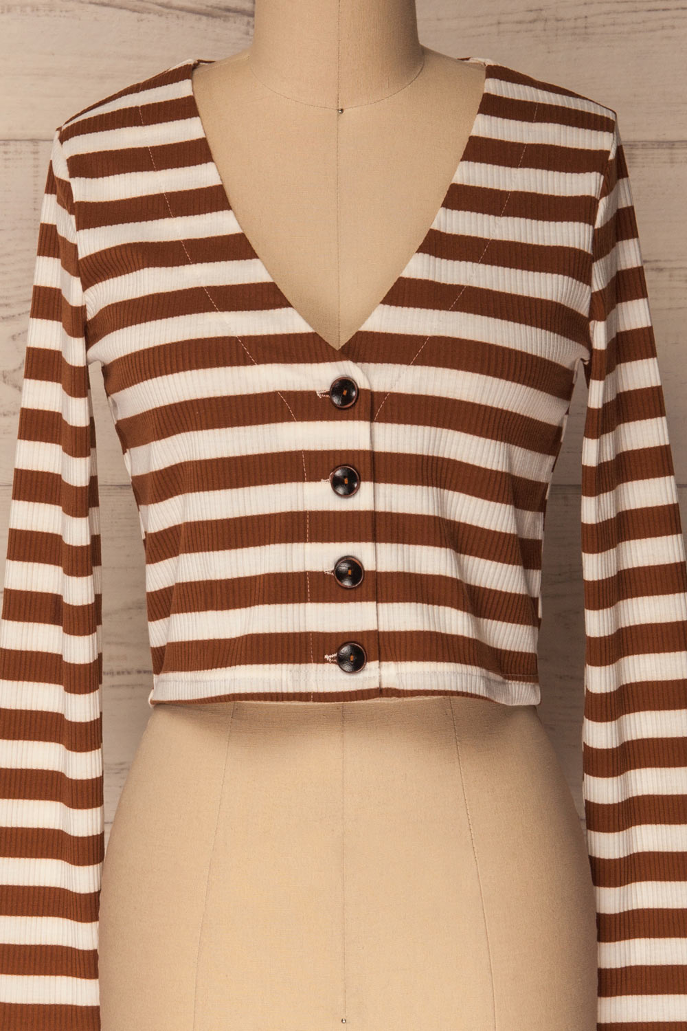 Cedovim Brown & Ivory Striped Crop Top | La Petite Garçonne 2