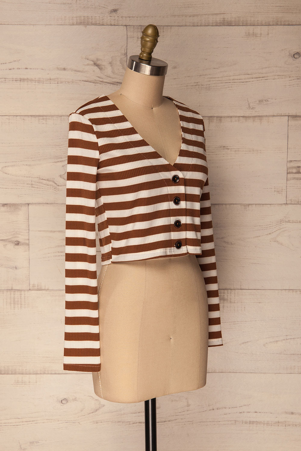 Cedovim Brown & Ivory Striped Crop Top | La Petite Garçonne 3