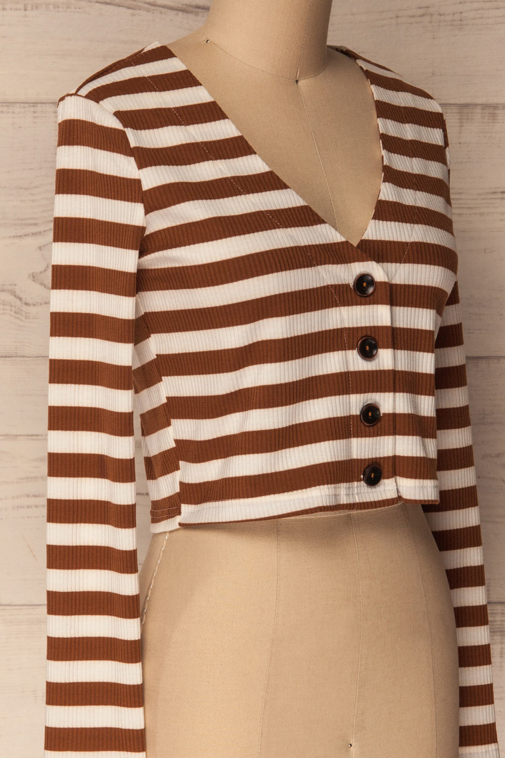 Cedovim Brown & Ivory Striped Crop Top | La Petite Garçonne 4