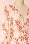 Celina Cream & Pink Long Sleeve Short Dress | Boutique 1861 side close-up