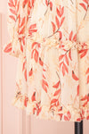 Celina Cream & Pink Long Sleeve Short Dress | Boutique 1861 bottom close-up