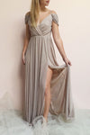 Cephee Taupe Glitter Dress | Robe Maxi | Boutique 1861 on model