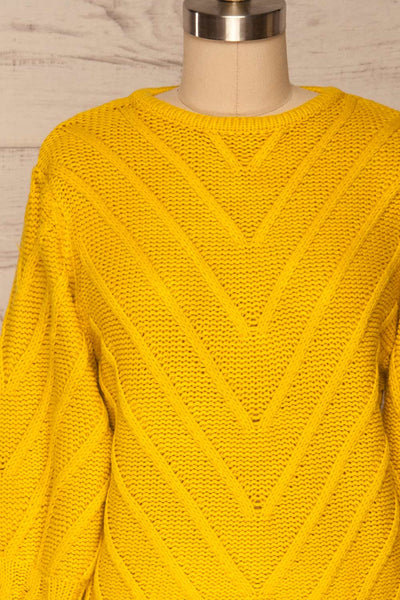 Ceprano Yellow Knitted Sweater | La petite garçonne front close up