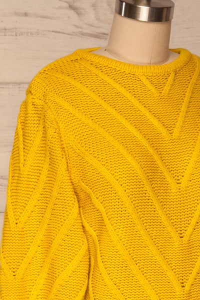Ceprano Yellow Knitted Sweater | La petite garçonne side close up