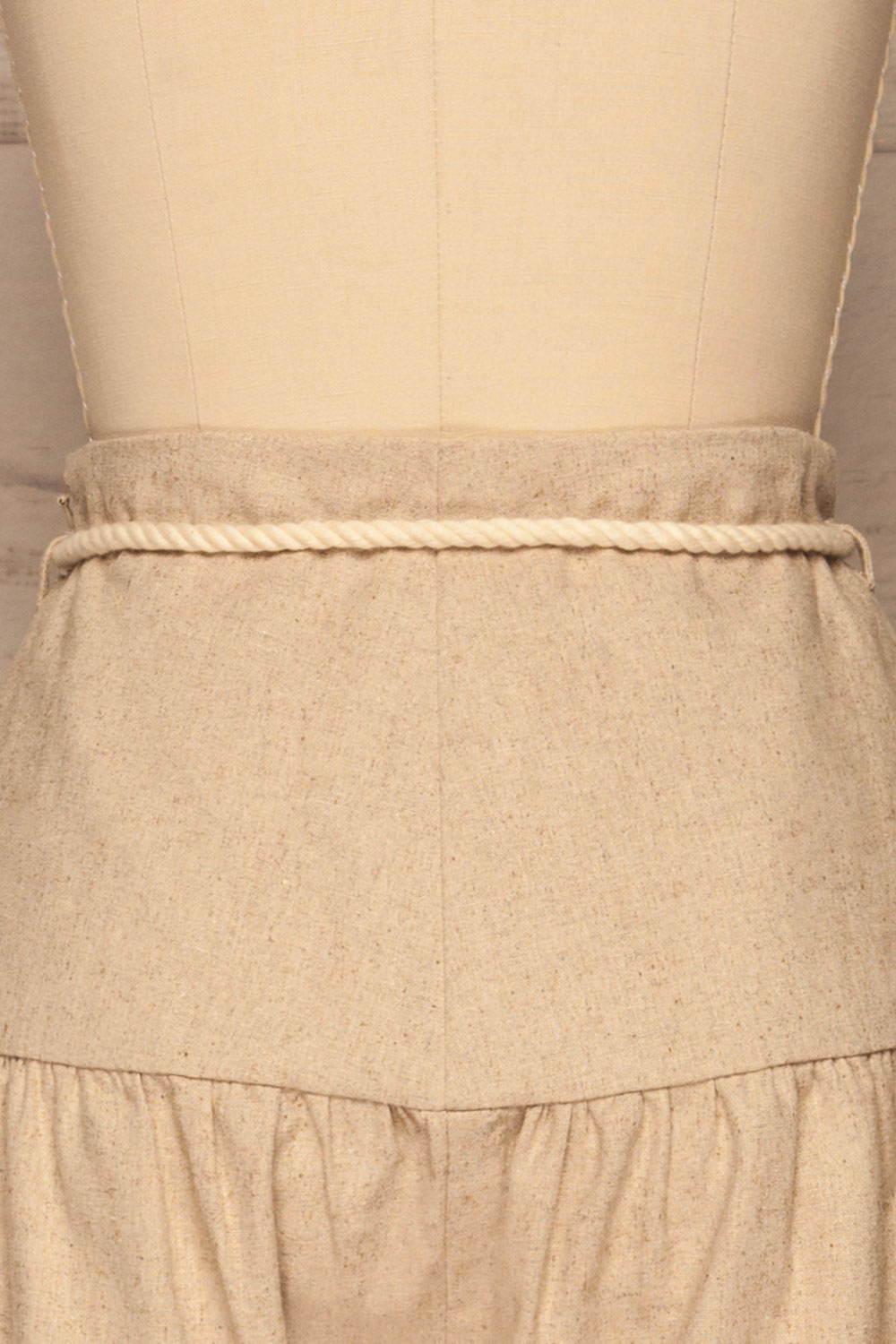 Cesena Beige Linen Shorts with Belt | La petite garçonne back close-up