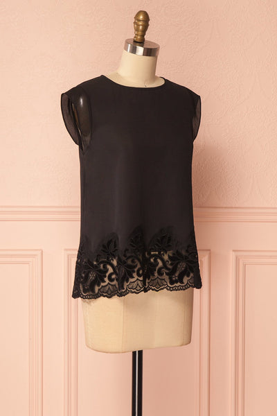 Chaitali Black Top with Laser Cutout and Velvet | Boutique 1861 4