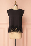 Chaitali Black Top with Laser Cutout and Velvet | Boutique 1861 1