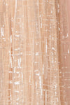 Chandrima Beige Maxi Dress w/ Plunging Neckline | Boutique 1861 fabric