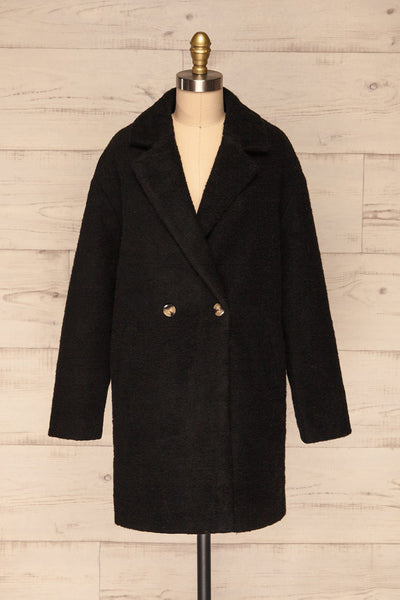 Chania Black Double Breasted Wool Coat | La Petite Garçonne
