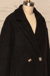 Chania Black Double Breasted Wool Coat | La Petite Garçonne side close-up