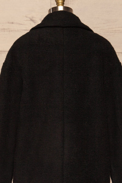 Chania Black Double Breasted Wool Coat | La Petite Garçonne back close-up