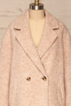 Chania Blush Pink Double Breasted Wool Coat | La Petite Garçonne front close-up