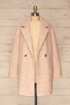 Chania Blush Pink Double Breasted Wool Coat | La Petite Garçonne front view open