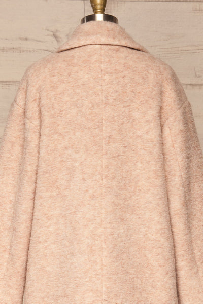Chania Blush Pink Double Breasted Wool Coat | La Petite Garçonne back close-up