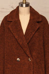 Chania Rust Brown Double Breasted Wool Coat | La Petite Garçonne front close-up