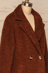 Chania Rust Brown Double Breasted Wool Coat | La Petite Garçonne side close-up
