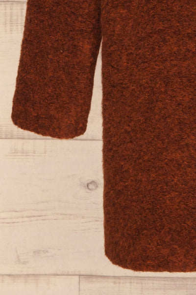 Chania Rust Brown Double Breasted Wool Coat | La Petite Garçonne bottom close-up