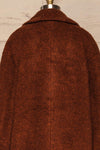 Chania Rust Brown Double Breasted Wool Coat | La Petite Garçonne back close-up