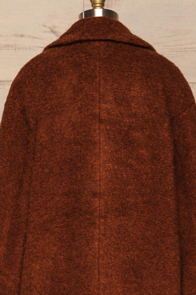 Chania Rust Brown Double Breasted Wool Coat | La Petite Garçonne back close-up