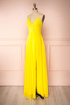 Chantay Yellow A-Line Maxi Dress w/ Lace | Boutique 1861 side view
