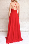 Chantay Red A-Line Maxi Dress w/ Lace | Boutique 1861 on model