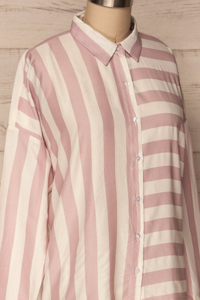 Chavaes Pink Lilac Striped Button-Up Shirt | La Petite Garçonne 4