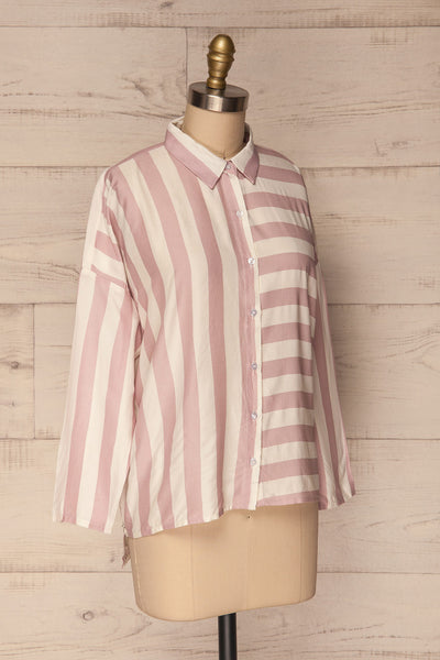 Chavaes Pink Lilac Striped Button-Up Shirt | La Petite Garçonne 3