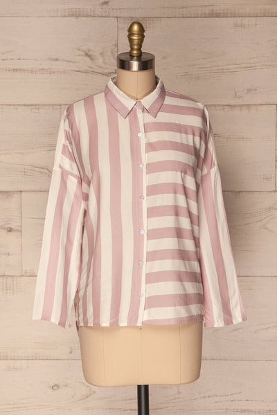 Chavaes Pink Lilac Striped Button-Up Shirt | La Petite Garçonne 1