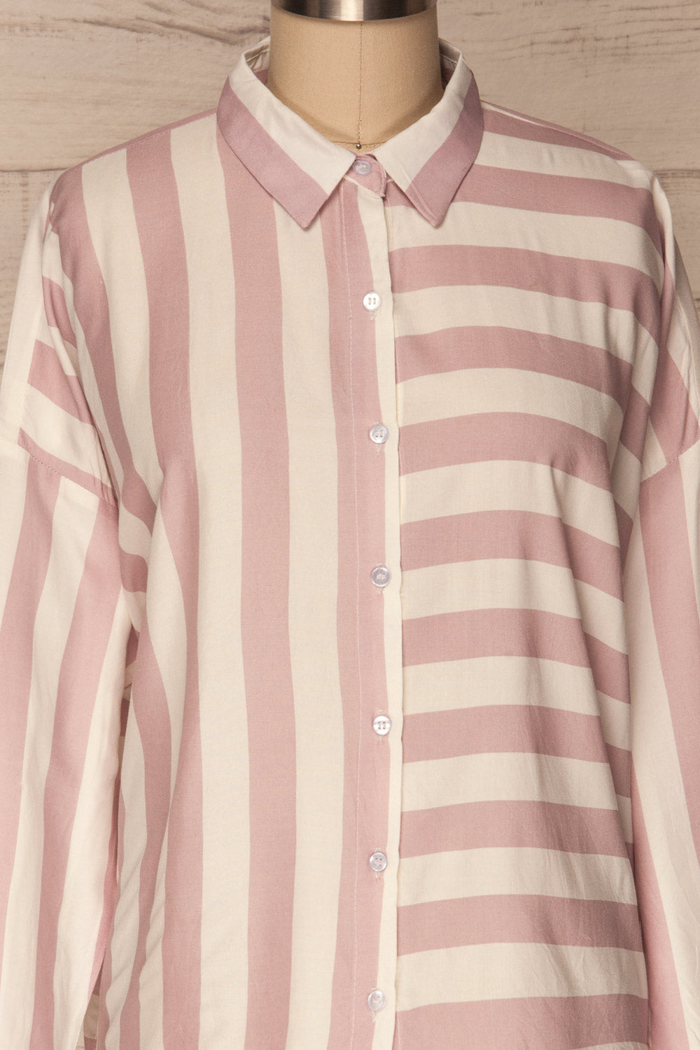 Chavaes Pink Lilac Striped Button-Up Shirt | La Petite Garçonne 2
