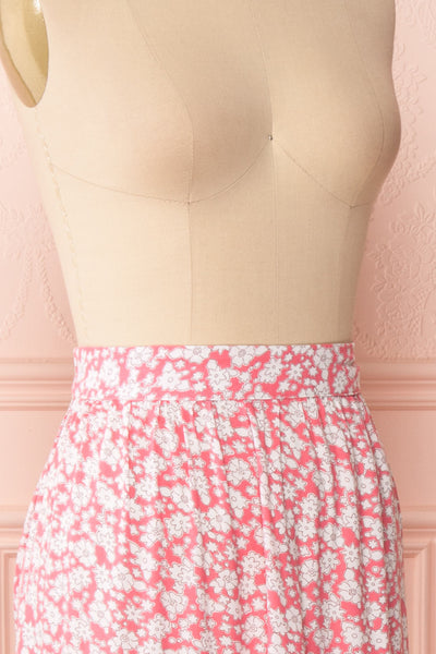 Chelsea Pink & White A-Line Midi Skirt | Boutique 1861 side close up