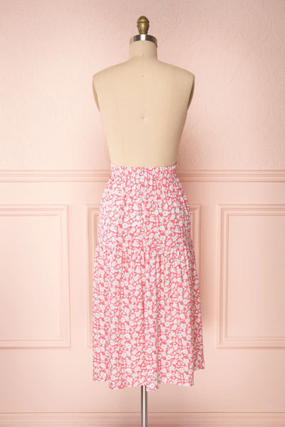 Chelsea Pink & White A-Line Midi Skirt | Boutique 1861 back view