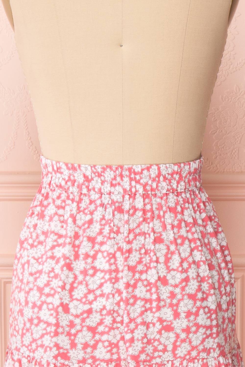Chelsea Pink & White A-Line Midi Skirt | Boutique 1861 back close up