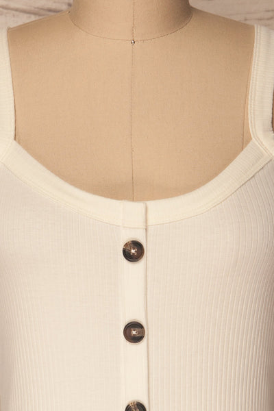 Chemnola Ivoire Ivory Ribbed Button-Up Camisole | La Petite Garçonne 8